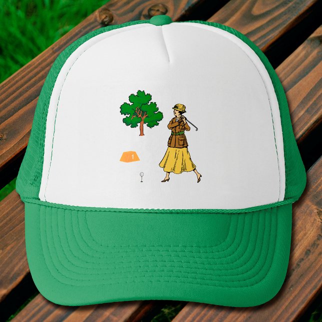 Lady Golfer Preparing to Tee Off Trucker Hat (Creator Uploaded)