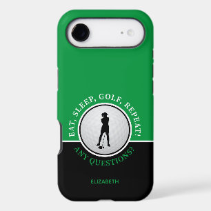 Lady Golfer Silhouette Golf Ball Black Green Sport