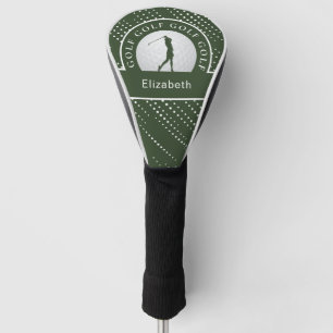 Lady Golfer Silhouette Golf Sports Pattern Green Golf Head Cover