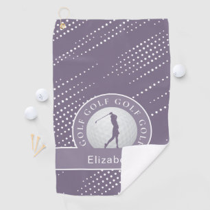 Lady Golfer Silhouette Golf Sports Pattern Purple  Towel