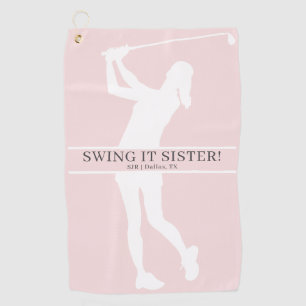 Lady Golfer Silhouette Personalized Monogram Golf Towel