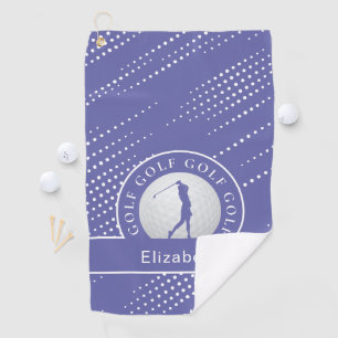 Lady Golfer Silhouette Sports Pro Periwinkle Blue  Golf Towel