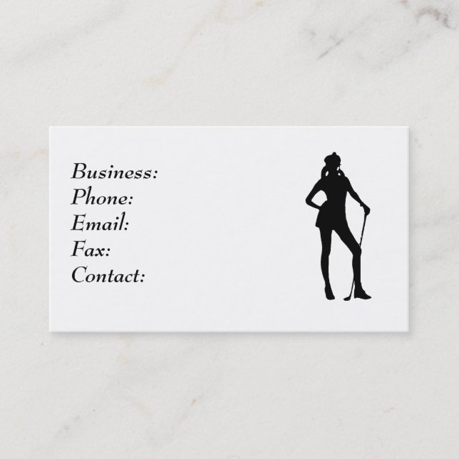 Lady Golfer White Business Card Template (Front)