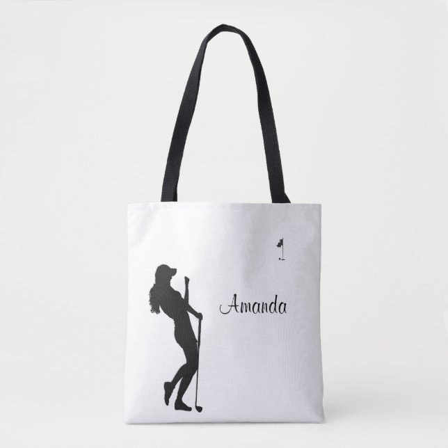 Lady Golfer White Personal Tote Bag (Front)