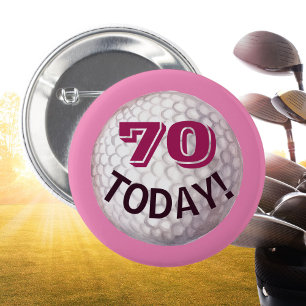 Lady Golfer's birthday golf ball golfing age 70 2 Inch Round Button
