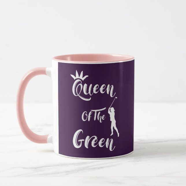 Lady Golfers Fun Queen Of The Green Quote Mug (Left)