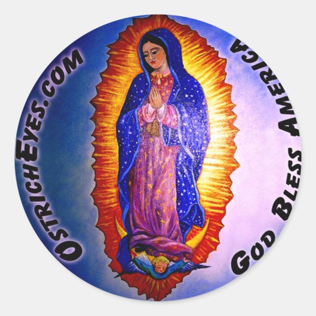 Lady Guadalupe Blessing Classic Round Sticker (Front)