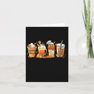 Lady Happy Fall Coffee Pumpkin Latte Thanksgiving Card