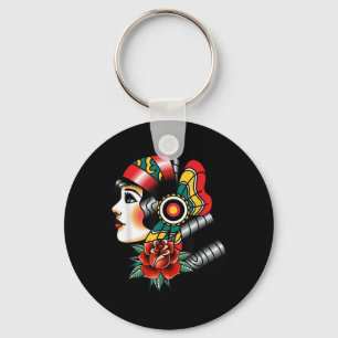 Lady Head American Traditional Tattoo Old School  Keychain