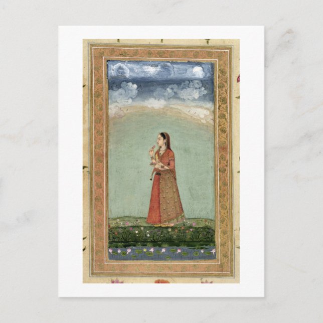 Lady holding a bowl of roses, from the Small Clive Postcard (Front)