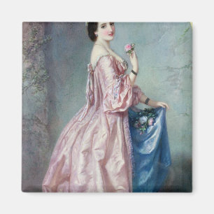 Lady holding Flowers in her Petticoat Magnet