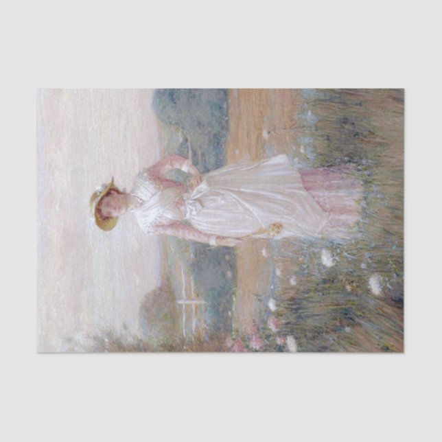 lady in a field of flowers by Frederick Dielman Tissue Paper (Front)