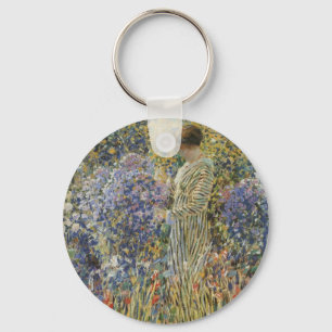 Lady in a Garden by Frederick Frieseke, Fine Art Keychain