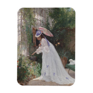 Lady in a Garden Caring For Her Flowers With Love Magnet