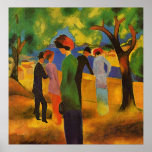 Lady in a green jacket by August Macke Poster