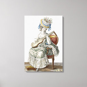 Lady in a Shot Taffeta Dress Trimmed with Lace Pla Canvas Print