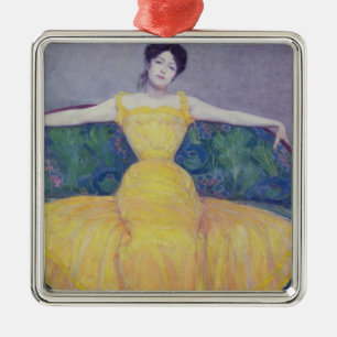 Lady in a Yellow Dress, 1899 Metal Ornament