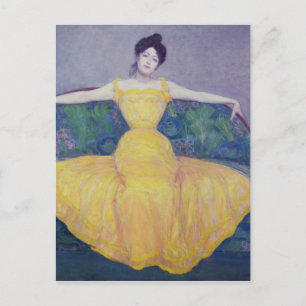 Lady in a Yellow Dress, 1899 Postcard