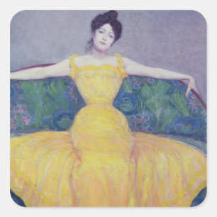 Lady in a Yellow Dress, 1899 Square Sticker
