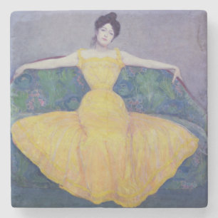 Lady in a Yellow Dress, 1899 Stone Coaster