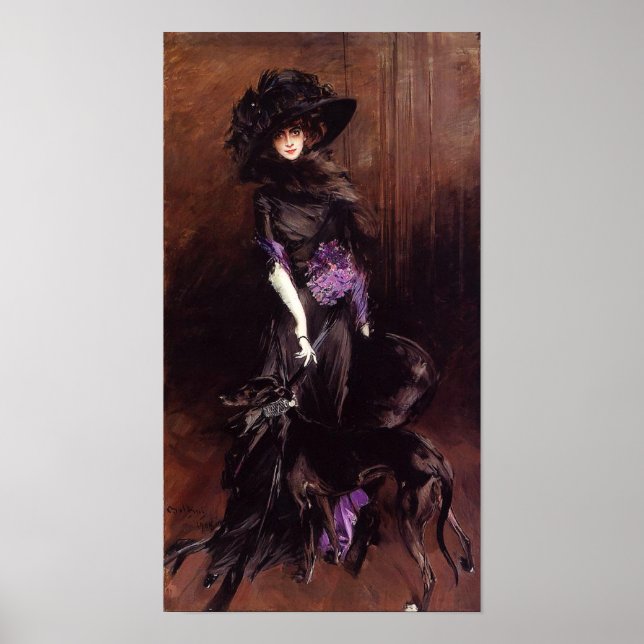 Lady in Black with a Greyhound Poster (Front)