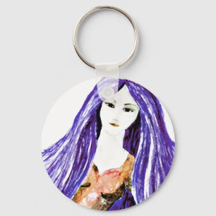 Lady in Brown and Purple. Keychain