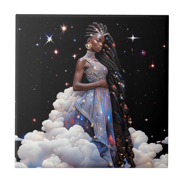 Lady In Clouds African American Art Tile (Front)