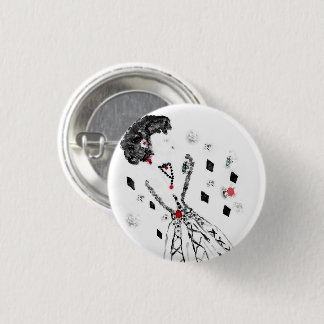 LADY IN DIAMONDS (WATERCOLOR) BROOCH 1 INCH ROUND BUTTON