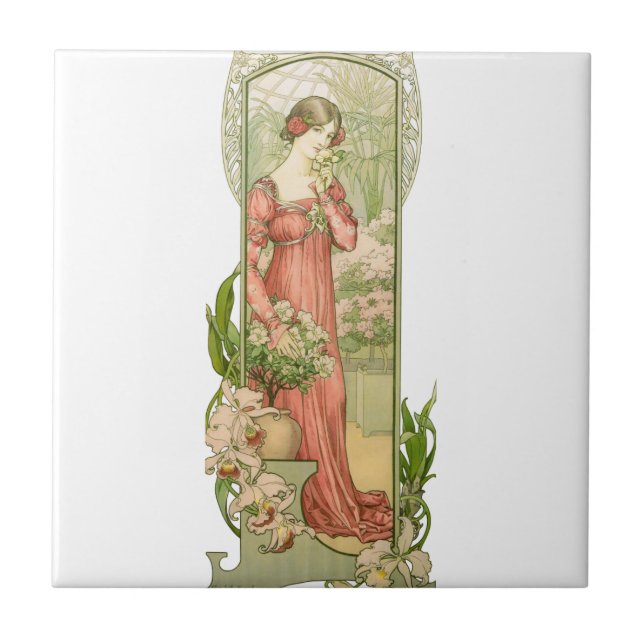 Lady in greenhouse tile (Front)