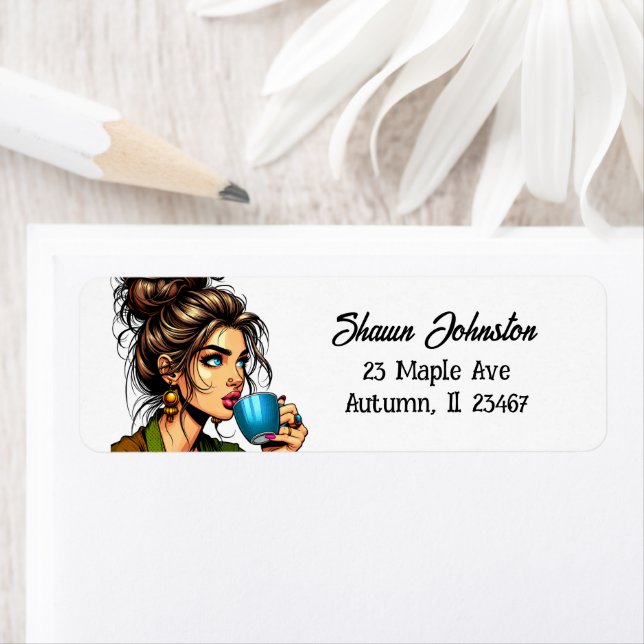 Lady in Messy Bun Drinking Coffee (Insitu)