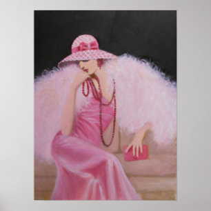 LADY IN PINK, ART DECO POSTER