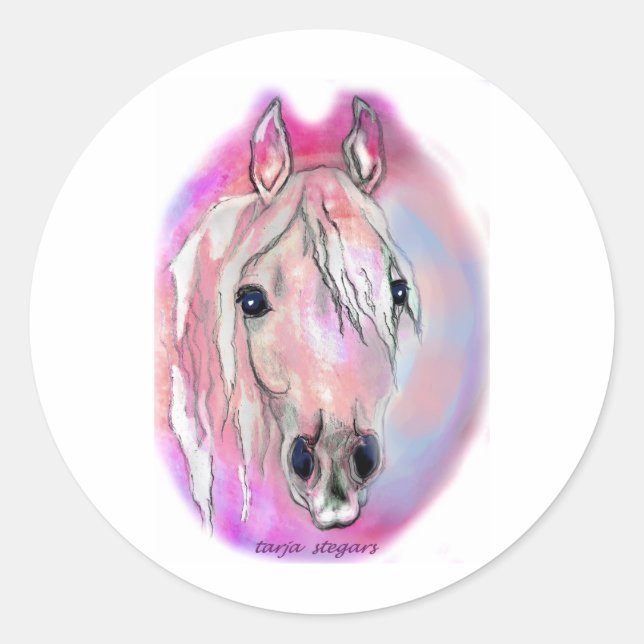 Lady in Pink Classic Round Sticker (Front)