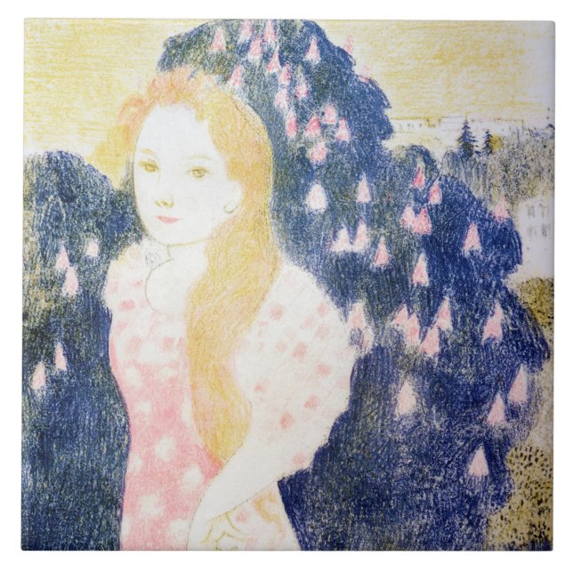 Lady in Pink Dress, Maurice Denis Tile (Front)