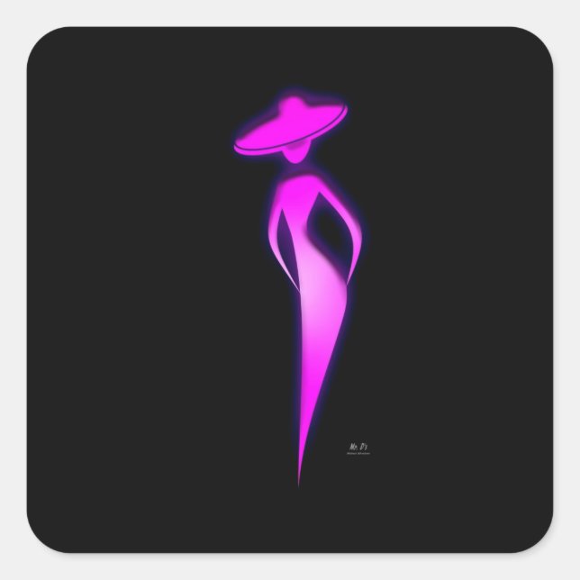 Lady In Pink Square Sticker (Front)