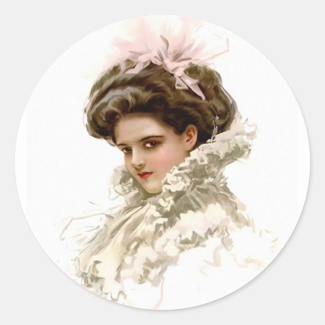 Lady in Profile Classic Round Sticker (Front)
