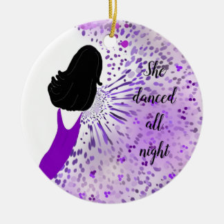 Lady in Purple Dress Ceramic Ornament