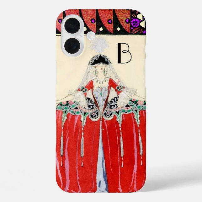 LADY IN RED,BEAUTY FASHION COSTUME DESIGN MONOGRAM Case-Mate iPhone CASE (Back)