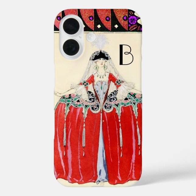 LADY IN RED,BEAUTY FASHION COSTUME DESIGN MONOGRAM Case-Mate iPhone CASE (Back)
