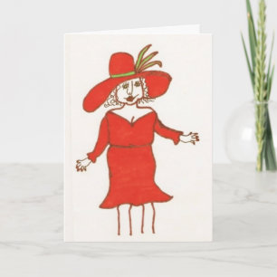 Lady In Red Birthday Card