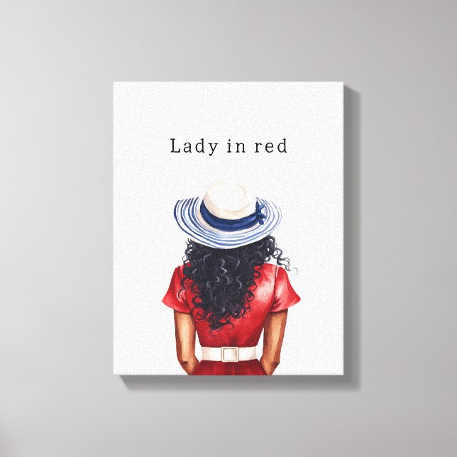 Lady in Red Dress Black Hair Canvas Print (Front)