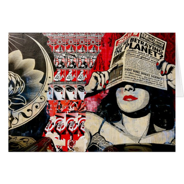 Lady in Red Lipstick Mur Graffiti carte blanche (Devant horizontal)
