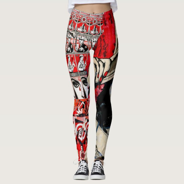 Lady in Red Lipstick Mur Graffiti Leggings (Devant)