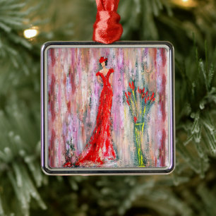 Lady in Red   Metal Ornament