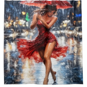 Lady in Red on a Rainy Night