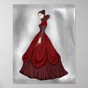 Lady In Red Poster bigger Postcard