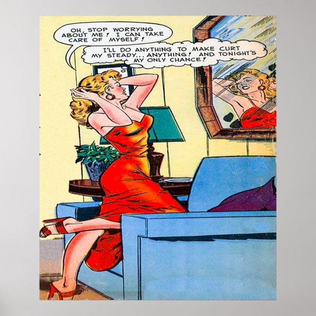 Lady in red retro vintage poster (Front)