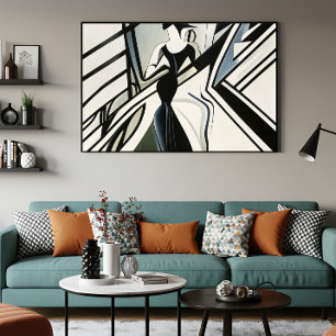 Lady in Silhouette Art Deco Canvas Print