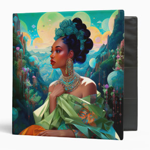 Lady In Surreal World African American Art Binder