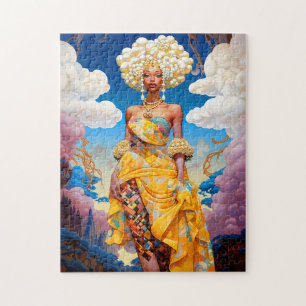 Lady In Surreal World African American Art Jigsaw Puzzle