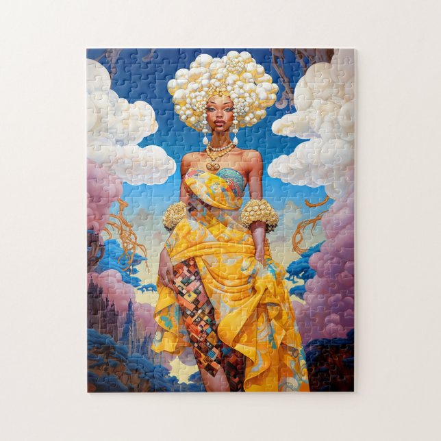 Lady In Surreal World African American Art Jigsaw Puzzle (Vertical)